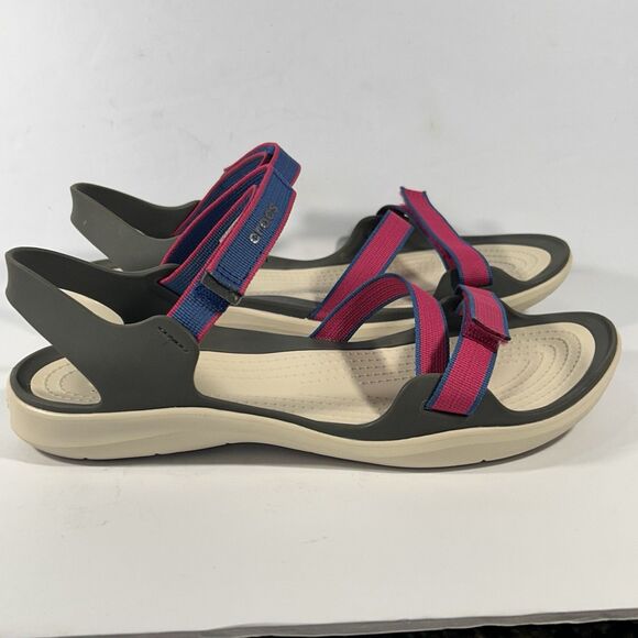 Crocs Swiftwater Webbing Womens 9 Sandals Candy Pink Style 204804 Adjustable - Picture 2 of 10